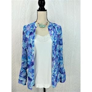 Star Jones Floral Sheer Blouse Size 4